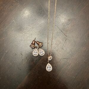 NWOT Rose Gold Matching Necklace and Earrings